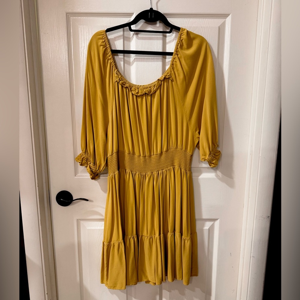 Wrangler Mustard Yellow Gold Ruffled Tiered Sundress